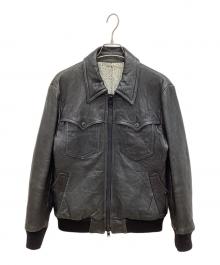 NUMBER (N)INE（ナンバーナイン）の古着「ウエスタンレザーブルゾン 　リブレザージャケット」｜ブラック