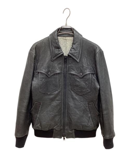 NUMBER (N)INE（ナンバーナイン）NUMBER (N)INE (ナンバーナイン) ウエスタンレザーブルゾン 　リブレザージャケット ブラック サイズ:3の古着・服飾アイテム