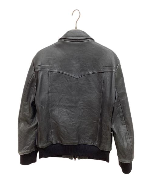 NUMBER (N)INE（ナンバーナイン）NUMBER (N)INE (ナンバーナイン) ウエスタンレザーブルゾン 　リブレザージャケット ブラック サイズ:3の古着・服飾アイテム