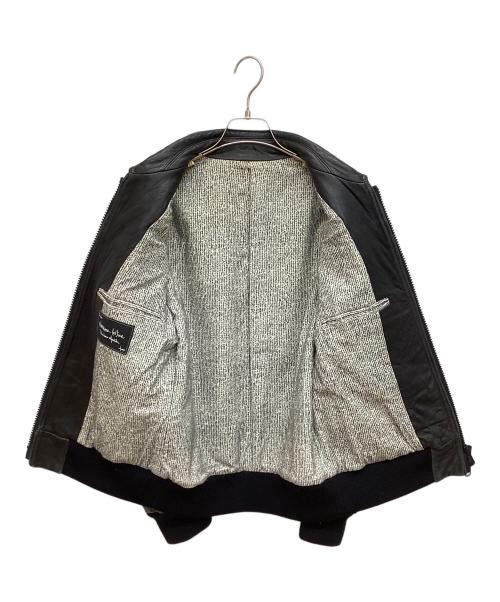 NUMBER (N)INE（ナンバーナイン）NUMBER (N)INE (ナンバーナイン) ウエスタンレザーブルゾン 　リブレザージャケット ブラック サイズ:3の古着・服飾アイテム