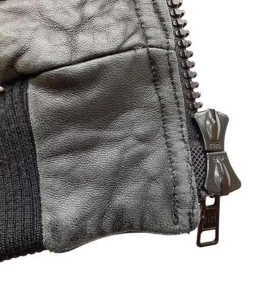 NUMBER (N)INE（ナンバーナイン）NUMBER (N)INE (ナンバーナイン) ウエスタンレザーブルゾン 　リブレザージャケット ブラック サイズ:3の古着・服飾アイテム