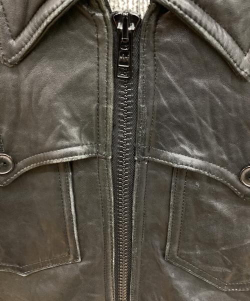 NUMBER (N)INE（ナンバーナイン）NUMBER (N)INE (ナンバーナイン) ウエスタンレザーブルゾン 　リブレザージャケット ブラック サイズ:3の古着・服飾アイテム