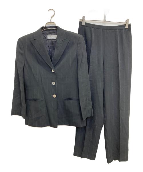 MaxMara（マックスマーラ）MaxMara (マックスマーラ) ストライプセットアップスーツ ブラック サイズ:44の古着・服飾アイテム