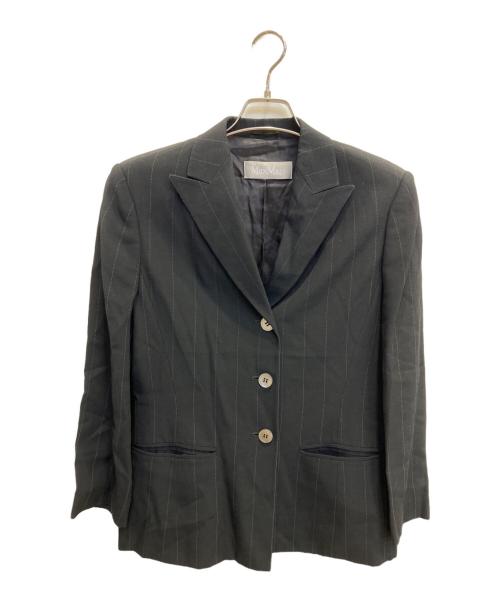 MaxMara（マックスマーラ）MaxMara (マックスマーラ) ストライプセットアップスーツ ブラック サイズ:44の古着・服飾アイテム