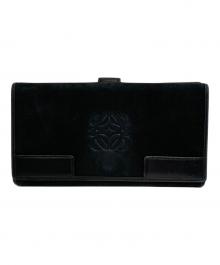 LOEWE（ロエベ）の古着「アナグラムスウェードレザーロングウォレット」｜ブラック