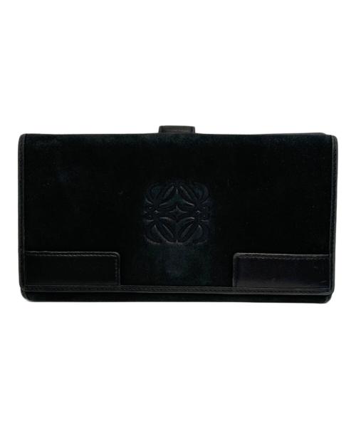 LOEWE（ロエベ）LOEWE (ロエベ) アナグラムスウェードレザーロングウォレット ブラックの古着・服飾アイテム