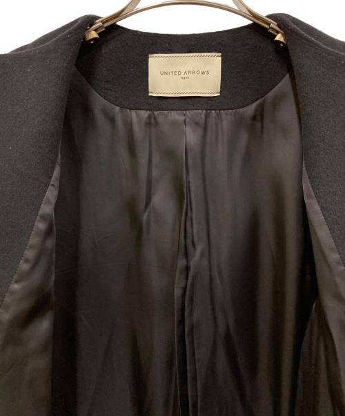 UNITED ARROWS（ユナイテッドアローズ）UNITED ARROWS (ユナイテッドアローズ) Aライン ノーカラー ミドル丈 コート ブラック サイズ:SIZE 36の古着・服飾アイテム