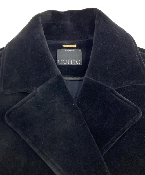 Conte（コンテ）conte (コンテ) ベルベット ボンディング Pコート ブラック サイズ:freeの古着・服飾アイテム