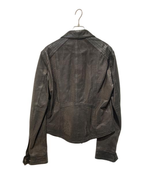 EMPORIO ARMANI（エンポリオ アルマーニ）EMPORIO ARMANI (エンポリオ アルマーニ) パンチングレザージャケット ブラック サイズ:52の古着・服飾アイテム