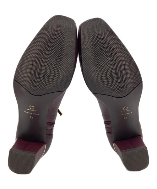 卑弥呼（ヒミコ）卑弥呼 (ヒミコ) ヒールシープレザーストレッチブーツ ボルドー サイズ:24㎝の古着・服飾アイテム