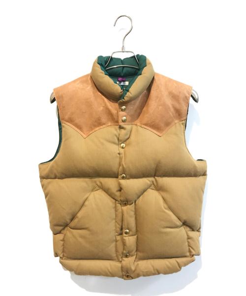 RockyMountainFeatherBed（ロッキーマウンテンフェザーベッド）RockyMountainFeatherBed (ロッキーマウンテンフェザーベッド) WAREHOUSE (ウエアハウス) ドビーツイル ダウンベスト　290-232-53 ブラウン サイズ:40の古着・服飾アイテム