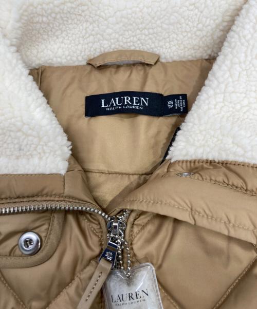 LAUREN RALPH LAUREN（ローレンラルフローレン）LAUREN RALPH LAUREN (ローレンラルフローレン) フェイクシアリングトリム キルテッド ダウン コート ブラウン サイズ:XS 未使用品の古着・服飾アイテム