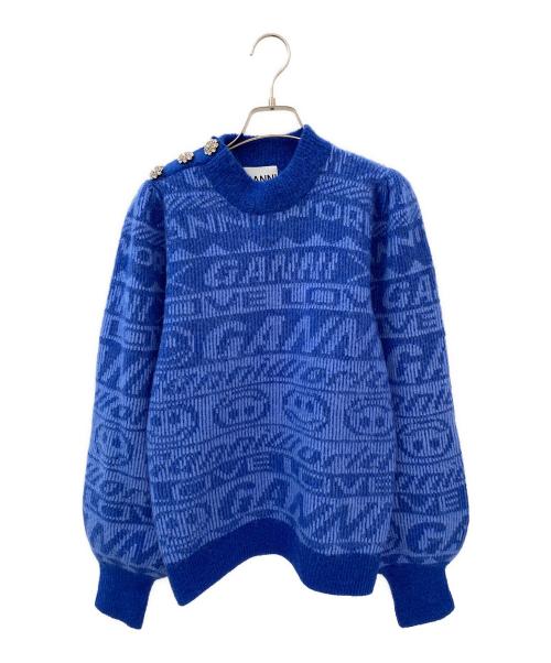 GANNI（ガニー）GANNI (ガニー) Smiley Balloon スリーブ ニット ブルー サイズ:Mの古着・服飾アイテム