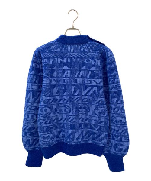 GANNI（ガニー）GANNI (ガニー) Smiley Balloon スリーブ ニット ブルー サイズ:Mの古着・服飾アイテム