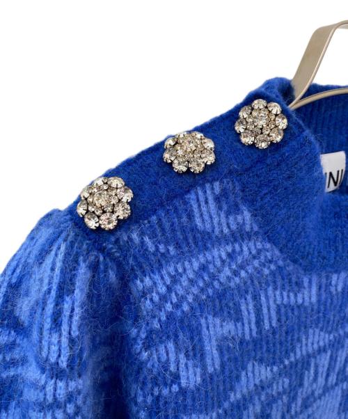 GANNI（ガニー）GANNI (ガニー) Smiley Balloon スリーブ ニット ブルー サイズ:Mの古着・服飾アイテム