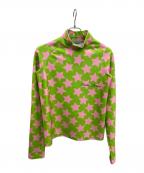 TENDER PERSONテンダ―パーソン）の古着「星柄ハイネックカットソー」｜グリーン