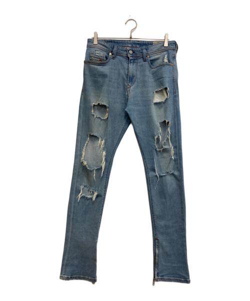 DIESEL（ディーゼル）DIESEL (ディーゼル) DEEPZIPダメージ加工デニムパンツ インディゴ サイズ:28の古着・服飾アイテム