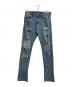 DIESEL（ディーゼル）の古着「DEEPZIPダメージ加工デニムパンツ」｜インディゴ