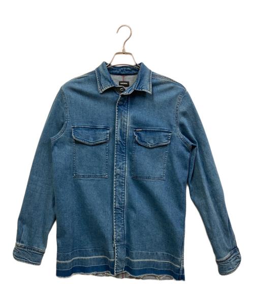 DIESEL（ディーゼル）DIESEL (ディーゼル) ダメージ加工ジップデニムシャツ インディゴ サイズ:Mの古着・服飾アイテム