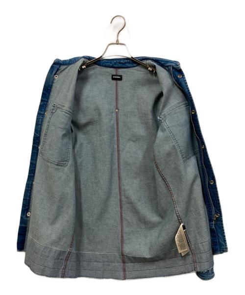 DIESEL（ディーゼル）DIESEL (ディーゼル) ダメージ加工ジップデニムシャツ インディゴ サイズ:Mの古着・服飾アイテム