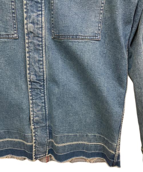 DIESEL（ディーゼル）DIESEL (ディーゼル) ダメージ加工ジップデニムシャツ インディゴ サイズ:Mの古着・服飾アイテム