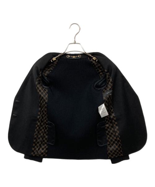 GUCCI（グッチ）GUCCI (グッチ) ニット切替カシミヤ混テーラードジャケット ブラック サイズ:36の古着・服飾アイテム