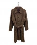TOMORROW LANDトゥモローランド）の古着「ウールツイード ベルテッドステンカラーコート」｜ブラウン