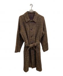 TOMORROW LAND（トゥモローランド）の古着「ウールツイード ベルテッドステンカラーコート」｜ブラウン