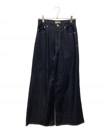 YANUK（ヤヌーク）の古着「ワイドフレアデニムパンツ」｜インディゴ