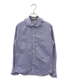 MADISON BLUE（マディソンブルー）の古着「ROUND COLLAR FRILL SH L.OX」｜スカイブルー