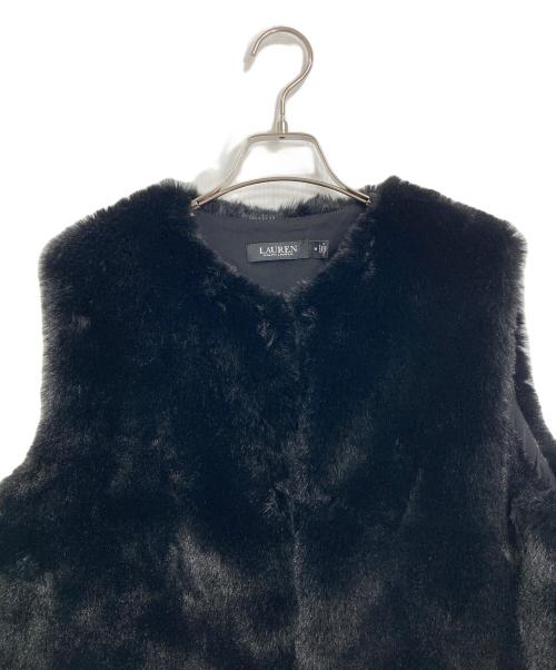 LAUREN RALPH LAUREN（ローレンラルフローレン）LAUREN RALPH LAUREN (ローレンラルフローレン) エコファーベスト　オーバサイズ　ビックシルエット ブラック サイズ:Mの古着・服飾アイテム