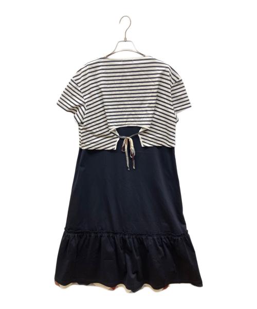 BLUE LABEL CRESTBRIDGE（ブルーレーベルクレストブリッジ）BLUE LABEL CRESTBRIDGE (ブルーレーベルクレストブリッジ) コットンソロハイゲージポンチワンピース ネイビー サイズ:36の古着・服飾アイテム
