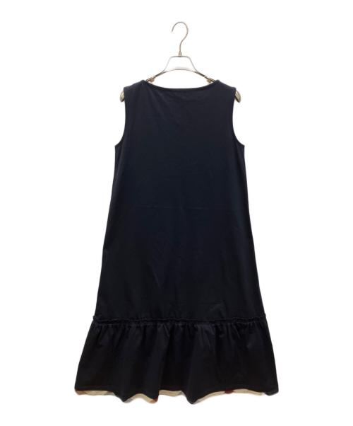 BLUE LABEL CRESTBRIDGE（ブルーレーベルクレストブリッジ）BLUE LABEL CRESTBRIDGE (ブルーレーベルクレストブリッジ) コットンソロハイゲージポンチワンピース ネイビー サイズ:36の古着・服飾アイテム