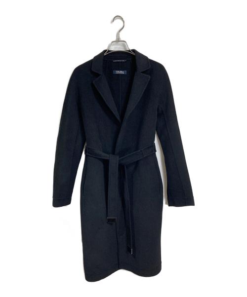 'S Max Mara（エスマックスマーラ）'S Max Mara (エスマックスマーラ) アンゴラブレンドベルテッドコート　ガウンコート　CUCITO A MANO ブラック サイズ:40の古着・服飾アイテム