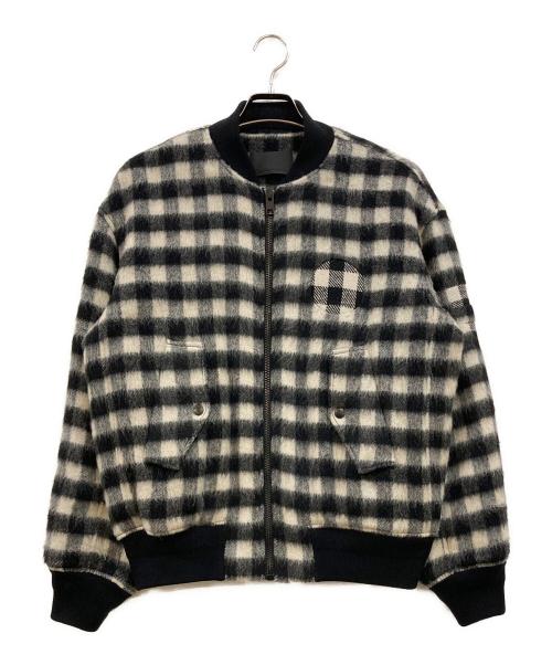 ALEXANDER WANG（アレキサンダー・ワン）ALEXANDER WANG (アレキサンダー・ワン) モヘヤブレンド チェックボンバージャケット ブラック×ホワイト サイズ:46の古着・服飾アイテム