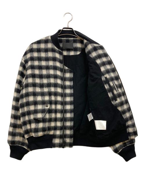 ALEXANDER WANG（アレキサンダー・ワン）ALEXANDER WANG (アレキサンダー・ワン) モヘヤブレンド チェックボンバージャケット ブラック×ホワイト サイズ:46の古着・服飾アイテム