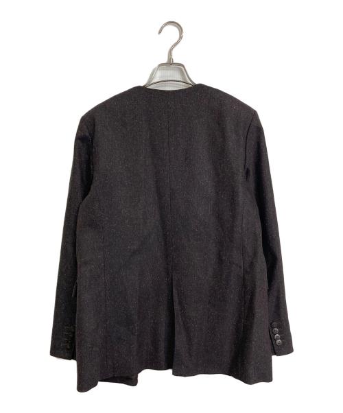 SHIPS（シップス）SHIPS (シップス) ヘリンボーン ツイード カラーレス ジャケット　ノーカラージャケット　日本製 ブラウン サイズ:38の古着・服飾アイテム