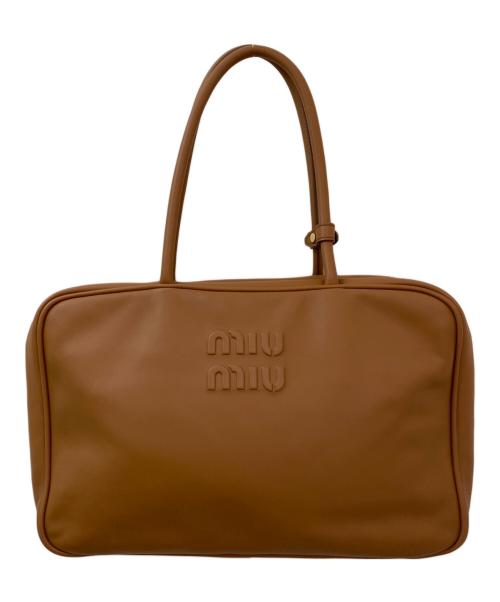 MIU MIU（ミュウミュウ）MIU MIU (ミュウミュウ) レザー ボー バッグ ブラウン サイズ:ラージの古着・服飾アイテム