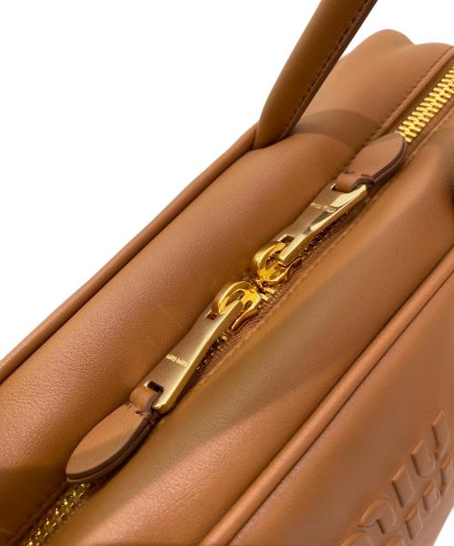 MIU MIU（ミュウミュウ）MIU MIU (ミュウミュウ) レザー ボー バッグ ブラウン サイズ:ラージの古着・服飾アイテム