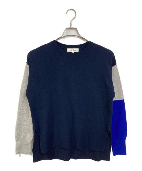 ENFOLD（エンフォルド）ENFOLD (エンフォルド) BI-COLOR PULLOVER　マルチカラー　切り替え　バイカラー ネイビー サイズ:38の古着・服飾アイテム