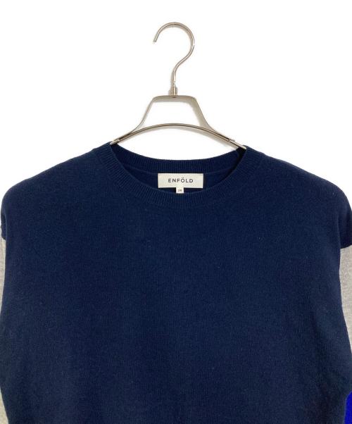 ENFOLD（エンフォルド）ENFOLD (エンフォルド) BI-COLOR PULLOVER　マルチカラー　切り替え　バイカラー ネイビー サイズ:38の古着・服飾アイテム