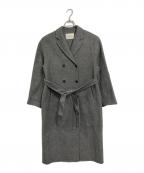 AEWEN MATOPHイウエン マトフ）の古着「シャンブレーリバーベルテッドロングコート　ウールコート　ロングコート　アウター」｜グレー