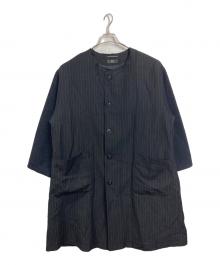 Y's（ワイズ）の古着「ノーカラーコート　デザインコート　ロングコート　アウター　ライトアウター　日本製」｜ブラック