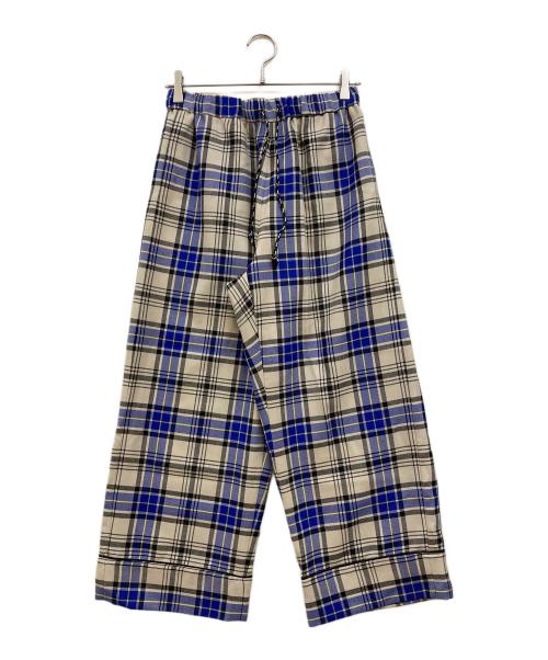 shrimps（シュリンプス）shrimps (シュリンプス) チェックワイドパンツ ブルー×ホワイト サイズ:8の古着・服飾アイテム