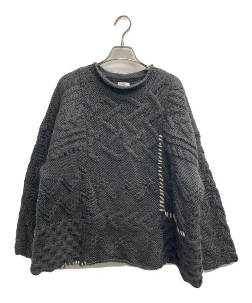 RHC Ron Herman（アールエイチシー ロンハーマン）RHC Ron Herman (アールエイチシー ロンハーマン) パッチワークケーブルニット グレー サイズ:Freeの古着・服飾アイテム