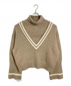 F/CE.エフシーイー）の古着「V AND HIGH NECK SWEATER ハイネック　Ｖネック　レイヤード」｜ベージュ
