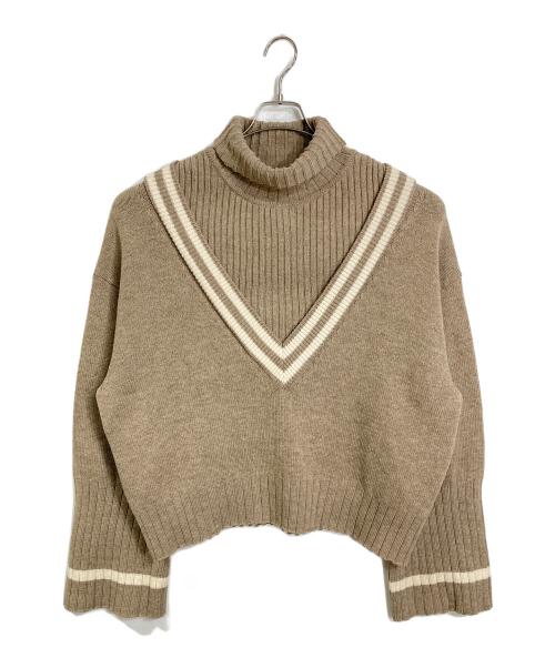 F/CE.（エフシーイー）F/CE. (エフシーイー) V AND HIGH NECK SWEATER ハイネック　Ｖネック　レイヤード ベージュ サイズ:Freeの古着・服飾アイテム