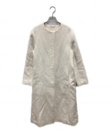 CELFORD（セルフォード）の古着「カシミヤ混ノーカラーコート」｜アイボリー