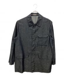 RAKINES（ラキネス）の古着「Silk denim Zip coverall」｜ネイビー