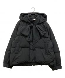 Lily Brown（リリーブラウン）の古着「Recycleボウタイリボンダウンジャケット」｜ブラック